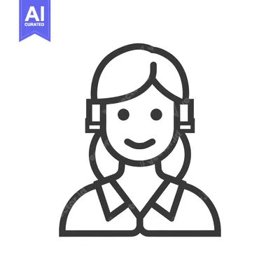Aset desain premium: Line Art Illustration of a Smiling Woman with Short Hair