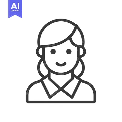Aset desain premium: Line Art Illustration of a Smiling Woman with Short Hair