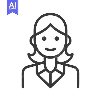 Premium design asset: Line Art Illustration of a Smiling Woman with Short Hair