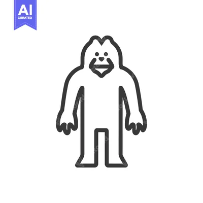Line Art Illustration of a Smiling Yeti