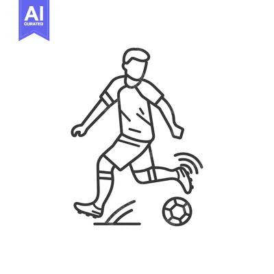 Aset desain premium: Line Art Illustration of a Soccer Player Kicking a Ball