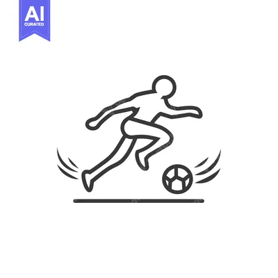 Download Line Art Illustration of a Soccer Player Kicking a Ball Vector Graphic