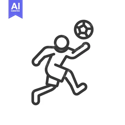 Aset desain premium: Line art illustration of a soccer player kicking a ball