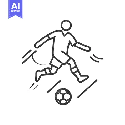 Aset premium populer: Line art illustration of a soccer player kicking the ball