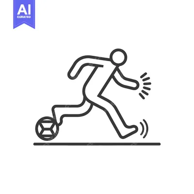 Premium design asset: Line Art Illustration of a Soccer Player Kicking the Ball