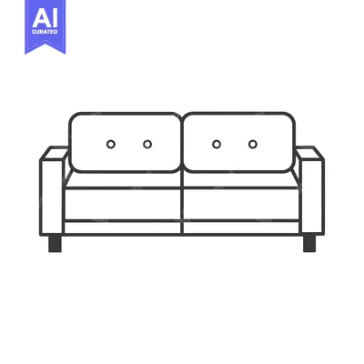 Aset desain premium: Line Art Illustration of a Sofa with Two Cushions