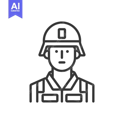 Download Line art illustration of a soldier wearing a helmet and uniform Vector Graphic