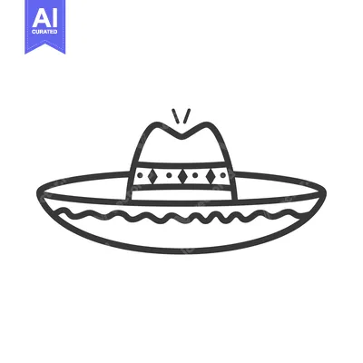 Aset desain premium: Line art illustration of a sombrero hat
