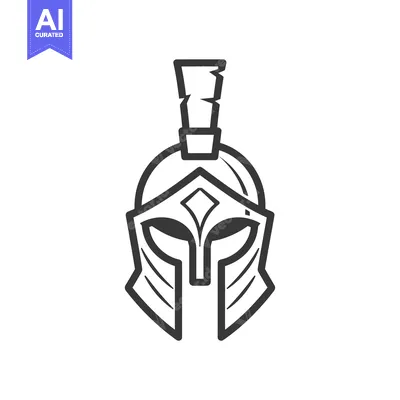 Premium design asset: Line Art Illustration of a Spartan Helmet