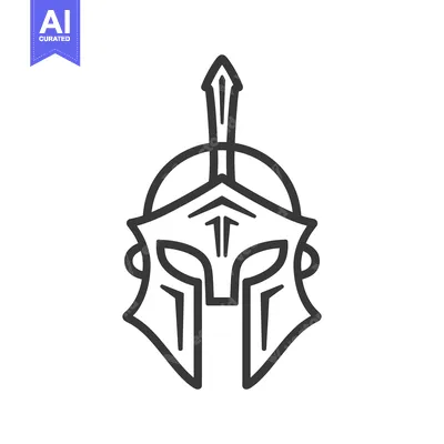 Aset desain premium: Line art illustration of a spartan helmet