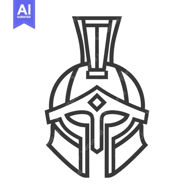 Aset desain premium: Line Art Illustration of a Spartan Helmet