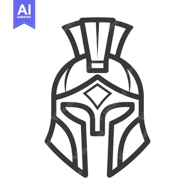 Aset desain premium: Line Art Illustration of a Spartan Helmet