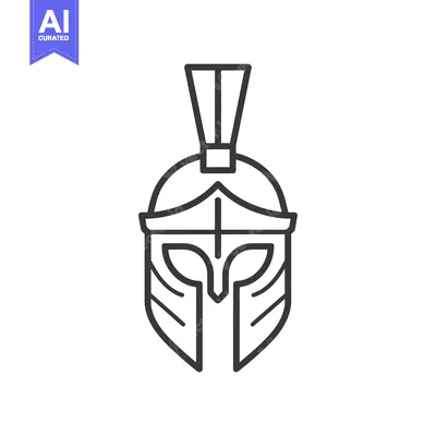 Aset premium populer: Line Art Illustration of a Spartan Helmet