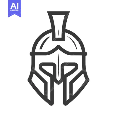 Aset desain premium: Line Art Illustration of a Spartan Helmet