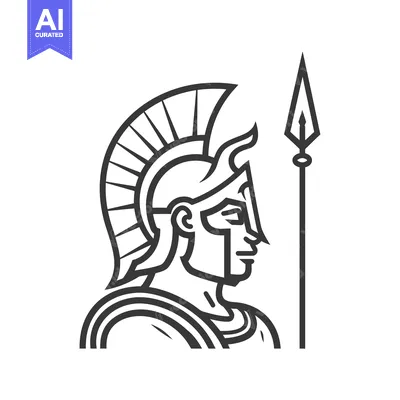 Aset premium populer: Line Art Illustration of a Spartan Warrior with a Spear