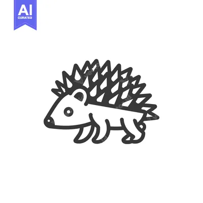 Premium design asset: Line art illustration of a spiky hedgehog