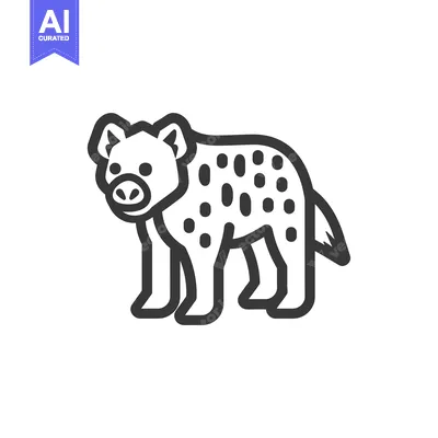 Aset premium populer: Line art illustration of a spotted hyena