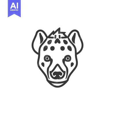 Aset desain premium: Line Art Illustration of a Spotted Hyena Head