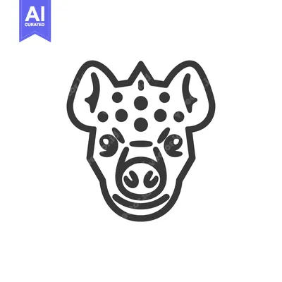 Aset desain premium: Line Art Illustration of a Spotted Hyena Head