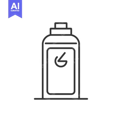 Aset desain premium: Line Art Illustration of a Spray Bottle with a Symbol