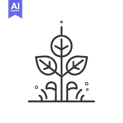 Premium design asset: Line Art Illustration of a Sprouting Plant