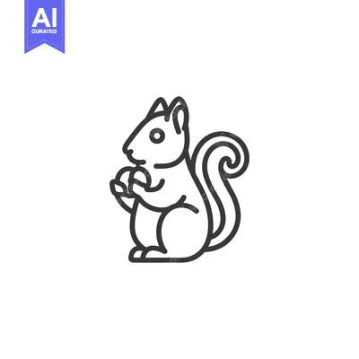 Aset premium populer: Line Art Illustration of a Squirrel Holding a Nut
