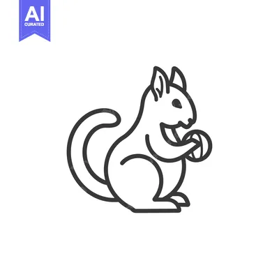 Aset premium populer: Line Art Illustration of a Squirrel Holding a Nut