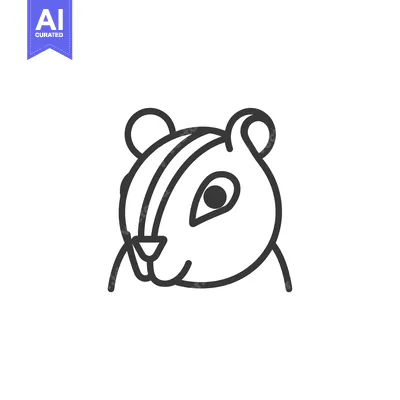 Line Art Illustration of a Squirrel's Head