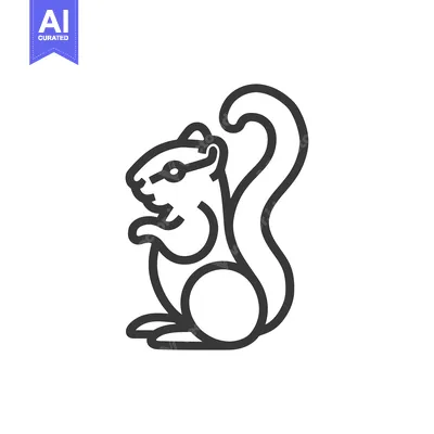 Aset desain premium: Line Art Illustration of a Squirrel Wearing Glasses