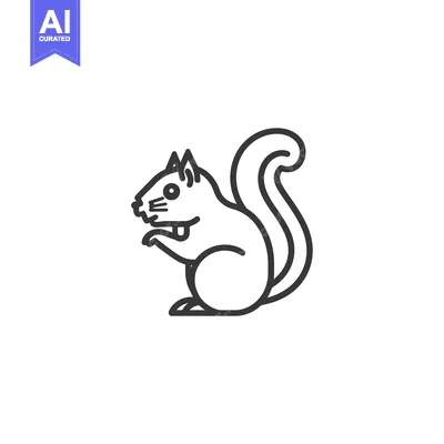Line art illustration of a squirrel with a bushy tail