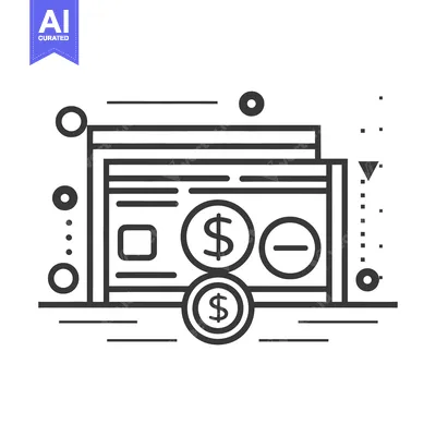 Popular premium asset: Line Art Illustration of a Stack of Dollar Bills with Coins