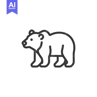 Premium design asset: Line Art Illustration of a Standing Bear
