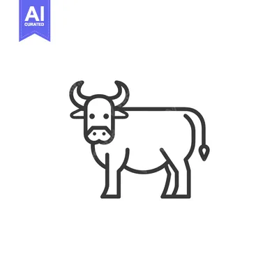 Aset premium populer: Line Art Illustration of a Standing Bull
