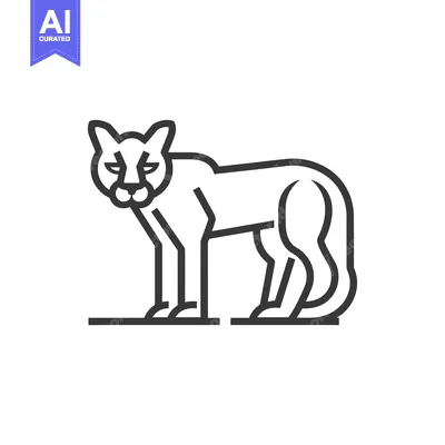 Aset desain premium: Line Art Illustration of a Standing Cougar
