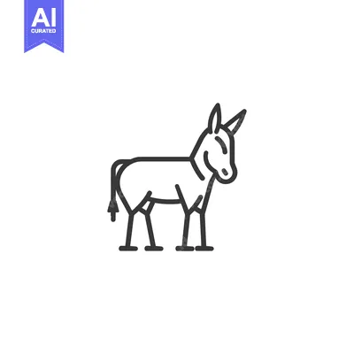 Line Art Illustration of a Standing Donkey