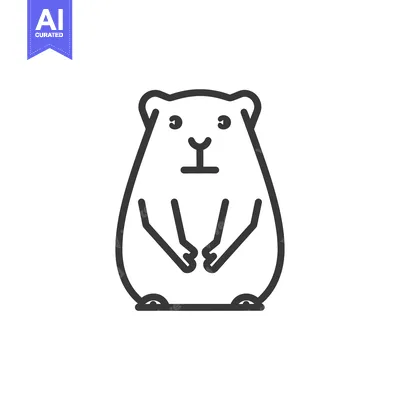 Aset premium populer: Line Art Illustration of a Standing Groundhog