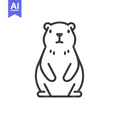 Aset premium populer: Line Art Illustration of a Standing Groundhog