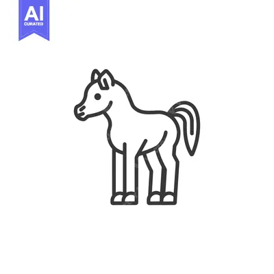 Aset desain premium: Line art illustration of a standing horse