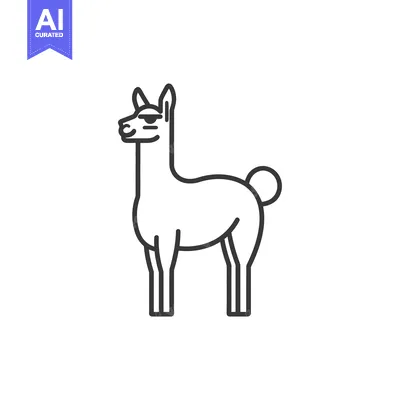 Aset premium populer: Line Art Illustration of a Standing Llama