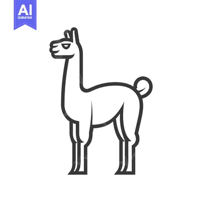 Aset desain premium: Line Art Illustration of a Standing Llama
