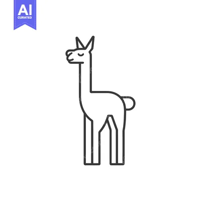 Premium design asset: Line art illustration of a standing llama