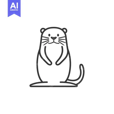 Aset desain premium: Line Art Illustration of a Standing Otter