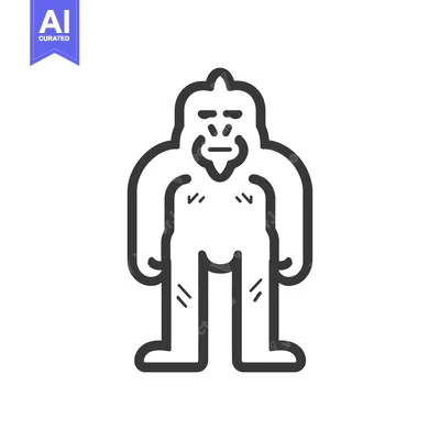 Aset premium populer: Line art illustration of a standing yeti with a beard