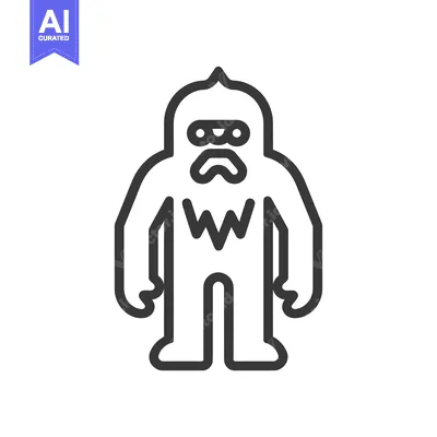 Popular premium asset: Line Art Illustration of a Standing Yeti with a Furry Chest