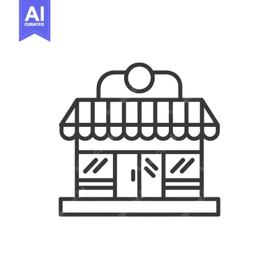 Premium design asset: Line Art Illustration of a Store Building with an Awning