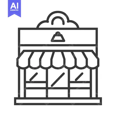 Premium design asset: Line Art Illustration of a Store Building with an Awning