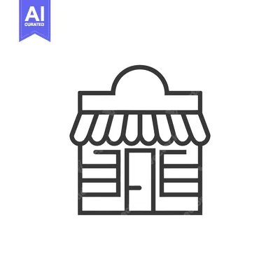 Aset desain premium: Line Art Illustration of a Store Front Building