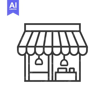Aset premium populer: Line art illustration of a storefront with an awning