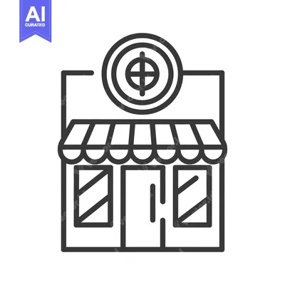 Popular premium asset: Line art illustration of a storefront with a target symbol above it