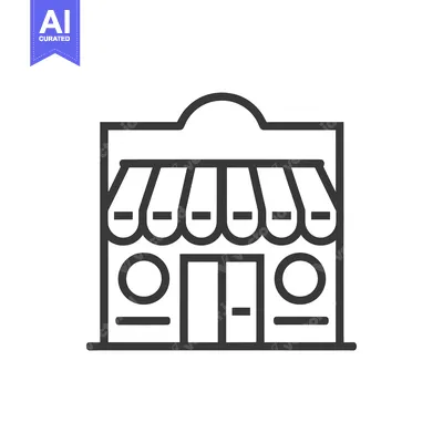 Premium design asset: Line art illustration of a storefront with awning